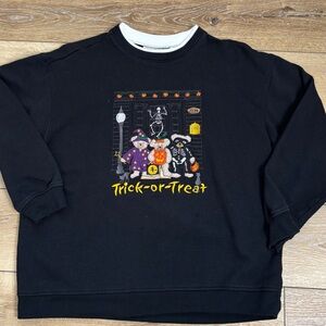 VTG Basic Editions Halloween Sweatshirt Pluse Size 1X Trick-or-Treat Bears Black